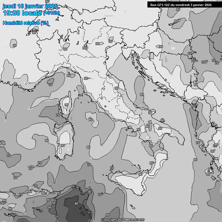 Modele GFS - Carte prvisions 