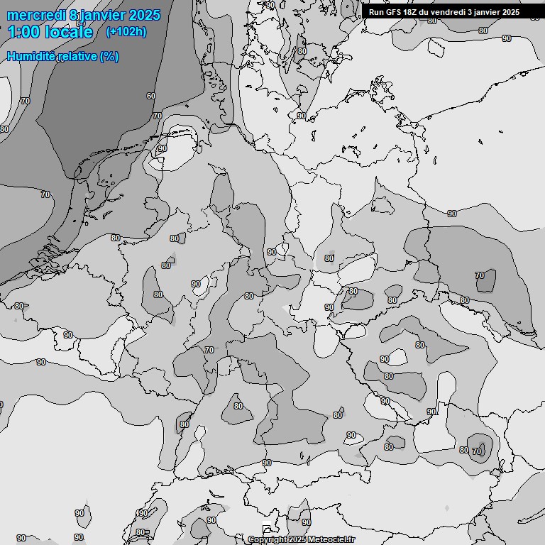 Modele GFS - Carte prvisions 