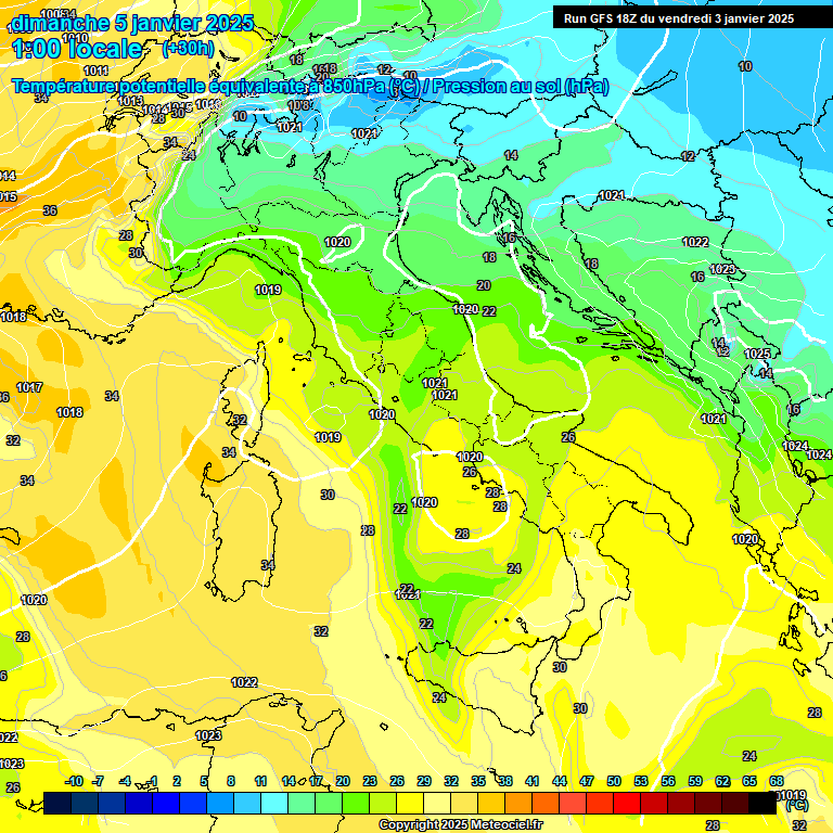 Modele GFS - Carte prvisions 