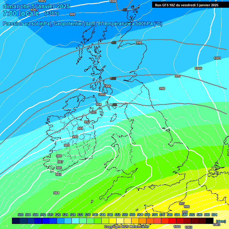 Modele GFS - Carte prvisions 