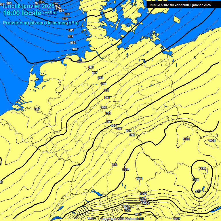 Modele GFS - Carte prvisions 