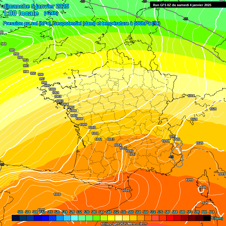 Modele GFS - Carte prvisions 