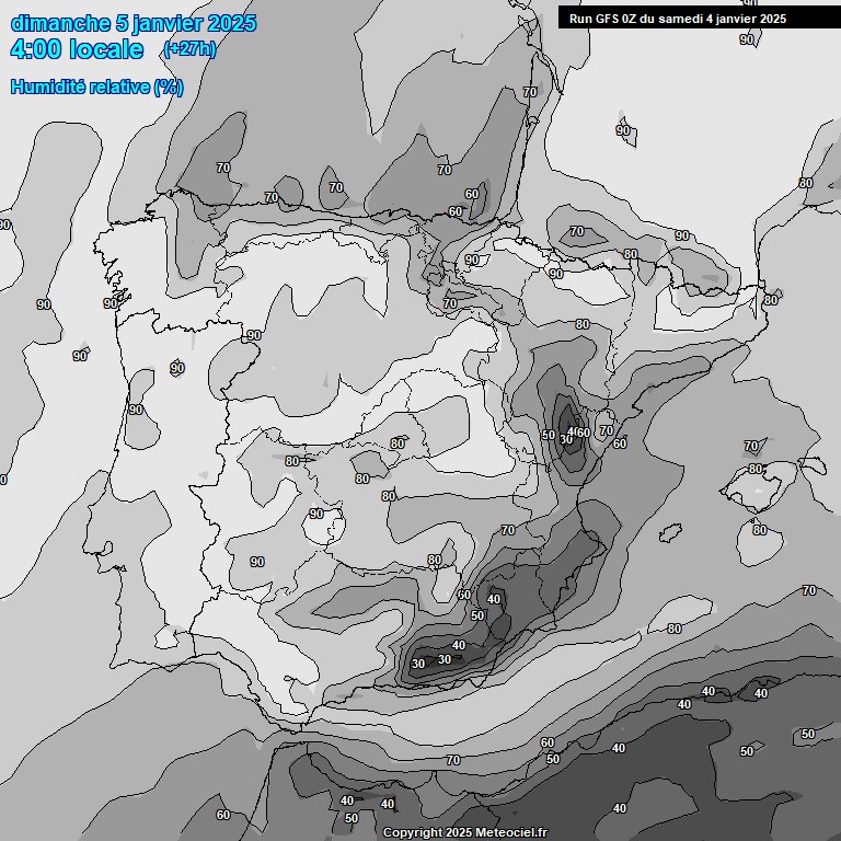 Modele GFS - Carte prvisions 