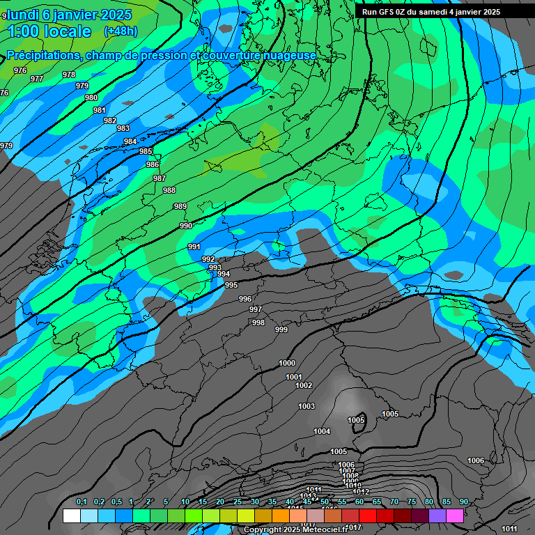 Modele GFS - Carte prvisions 