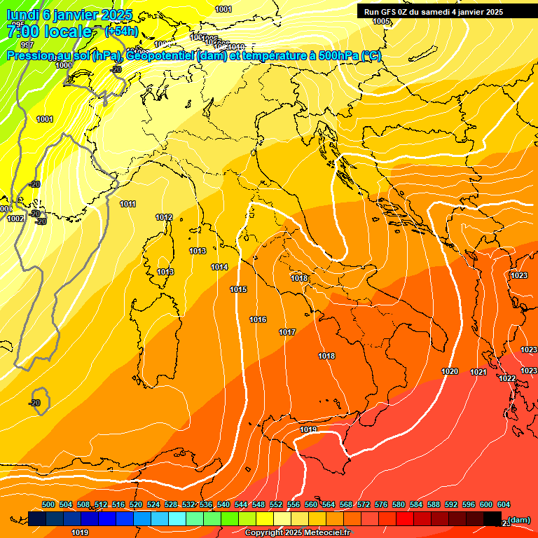 Modele GFS - Carte prvisions 