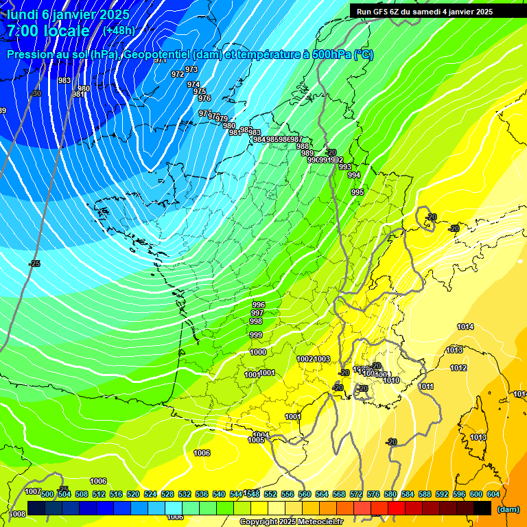 Modele GFS - Carte prvisions 