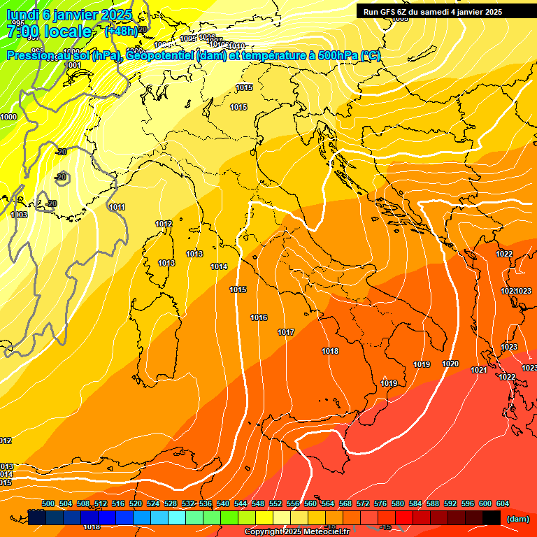 Modele GFS - Carte prvisions 