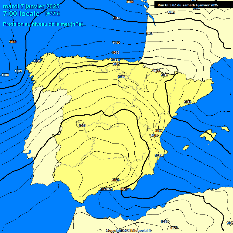 Modele GFS - Carte prvisions 