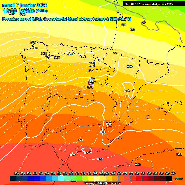 Modele GFS - Carte prvisions 