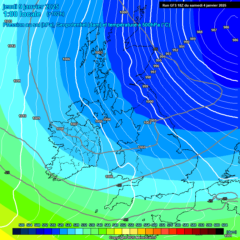 Modele GFS - Carte prvisions 