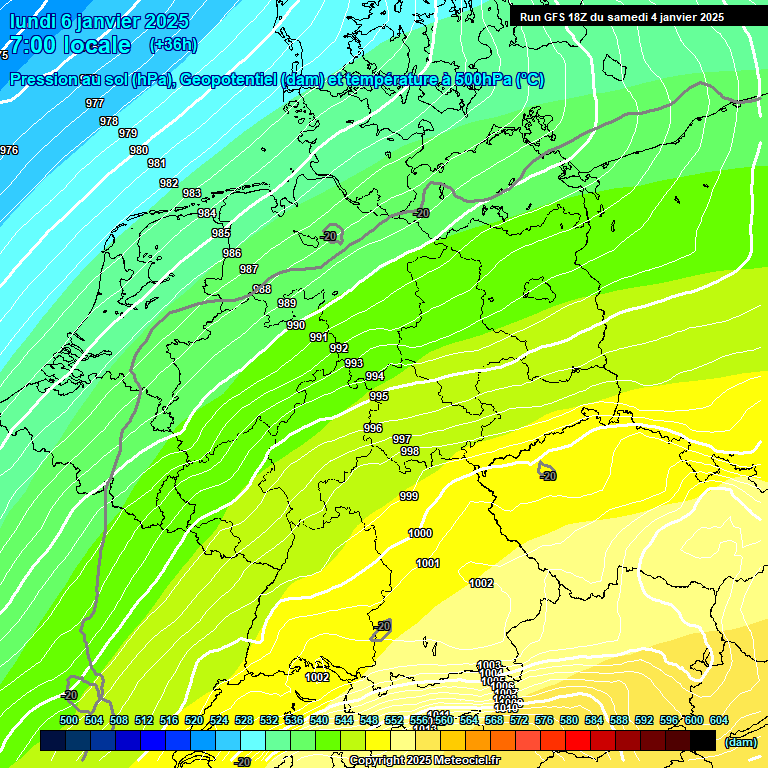 Modele GFS - Carte prvisions 