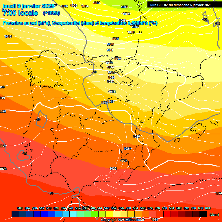 Modele GFS - Carte prvisions 