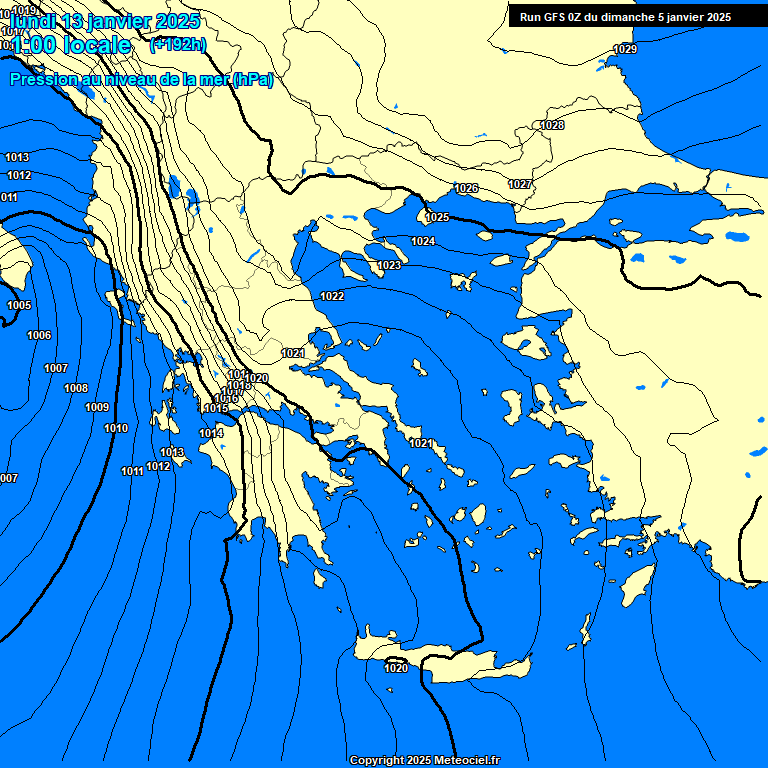 Modele GFS - Carte prvisions 