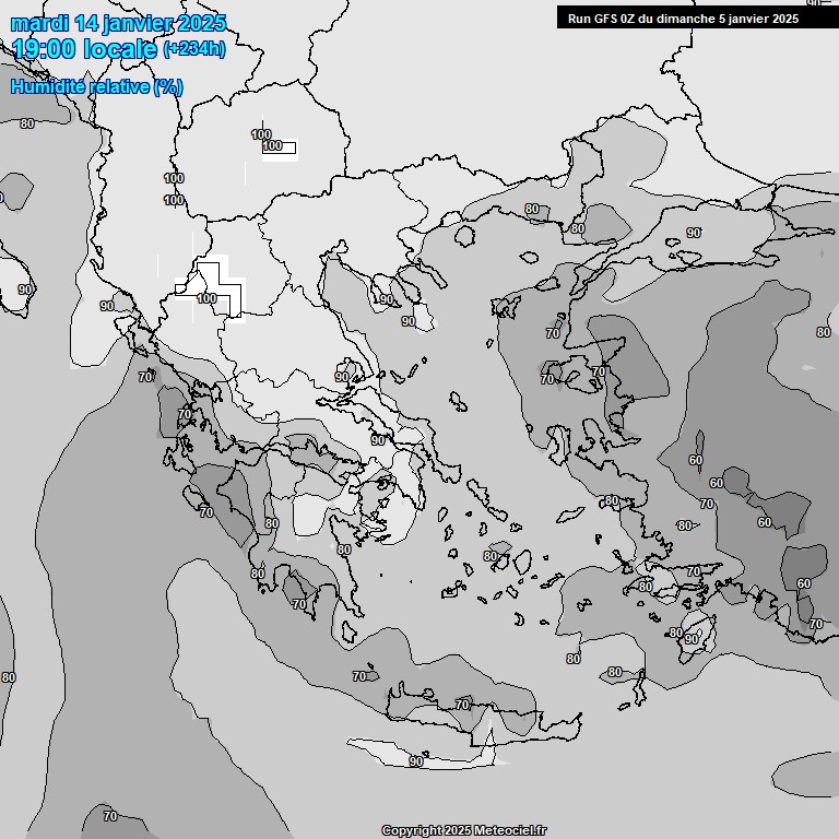 Modele GFS - Carte prvisions 