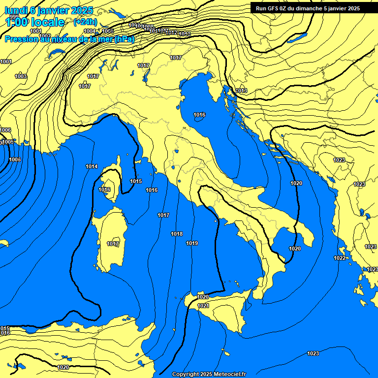 Modele GFS - Carte prvisions 