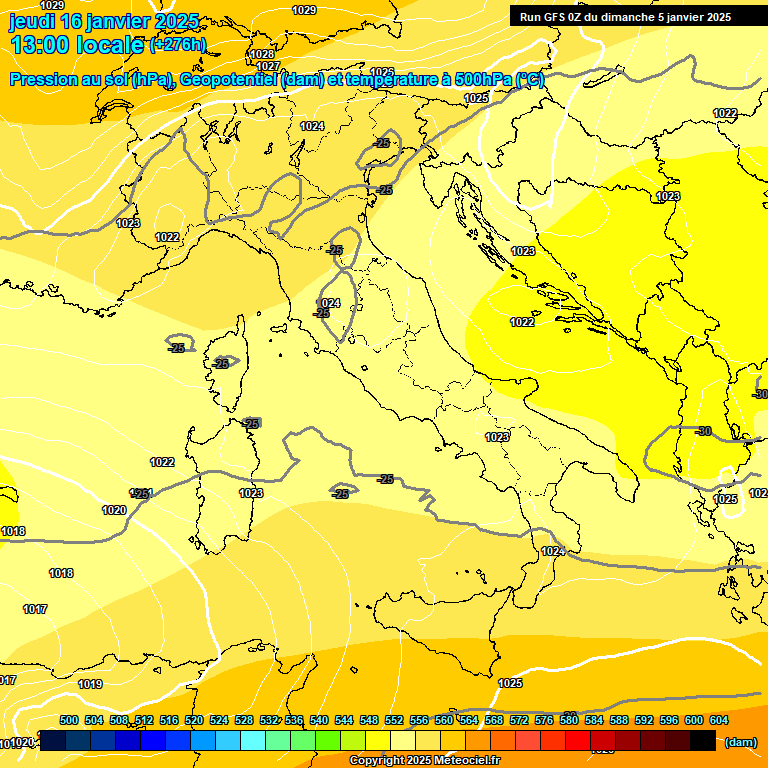 Modele GFS - Carte prvisions 