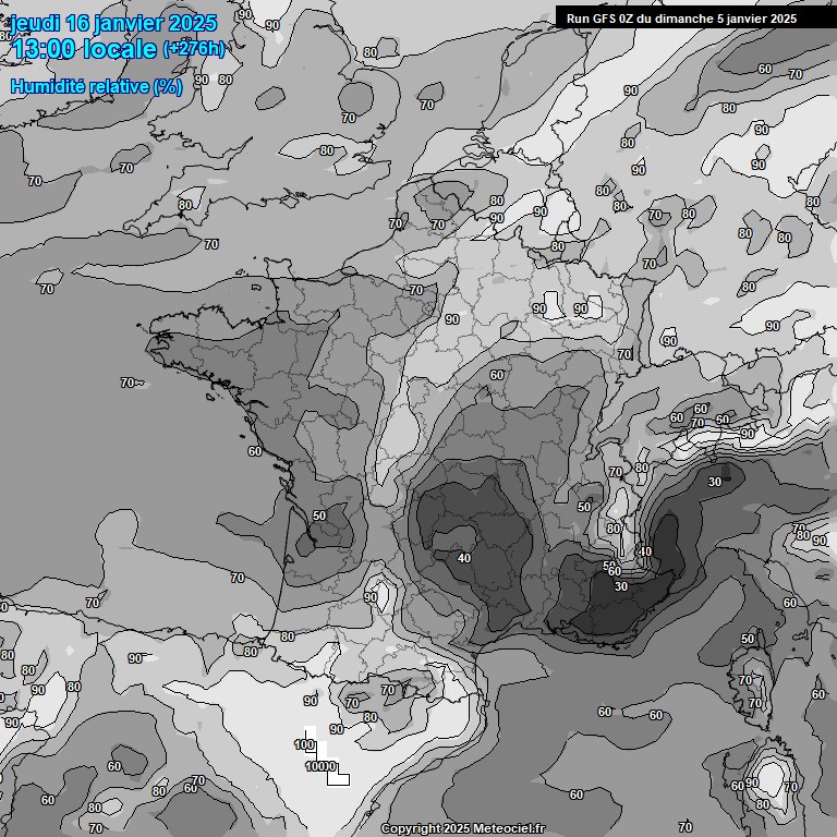 Modele GFS - Carte prvisions 