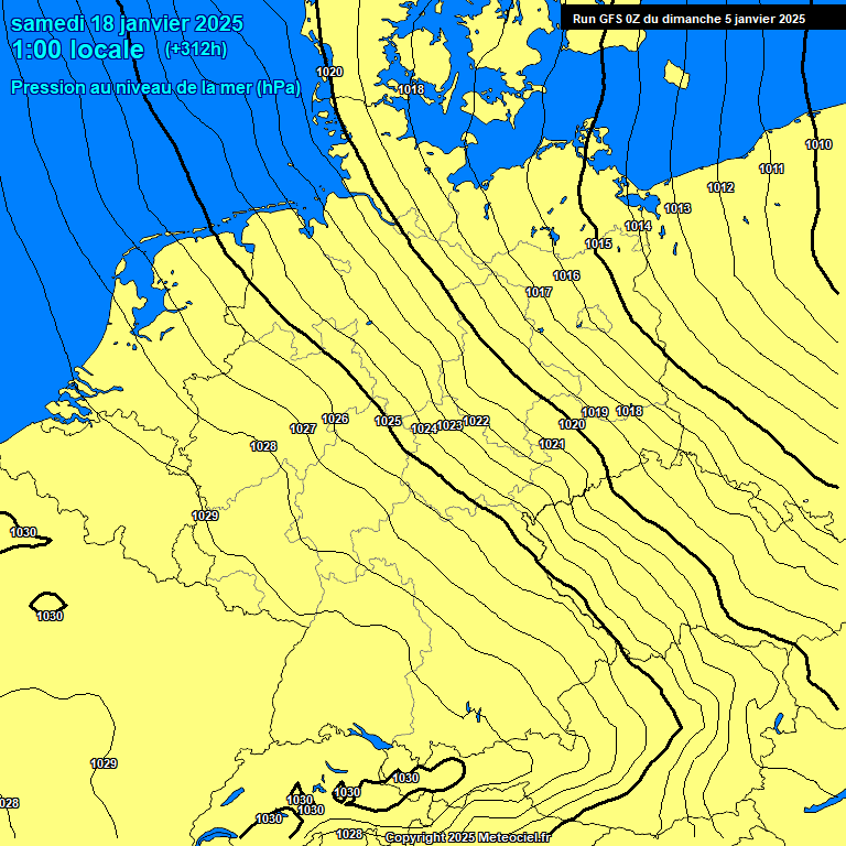 Modele GFS - Carte prvisions 