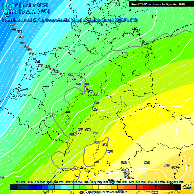 Modele GFS - Carte prvisions 