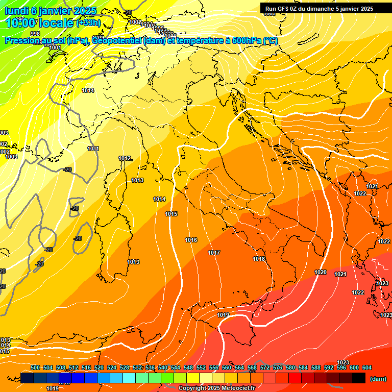 Modele GFS - Carte prvisions 