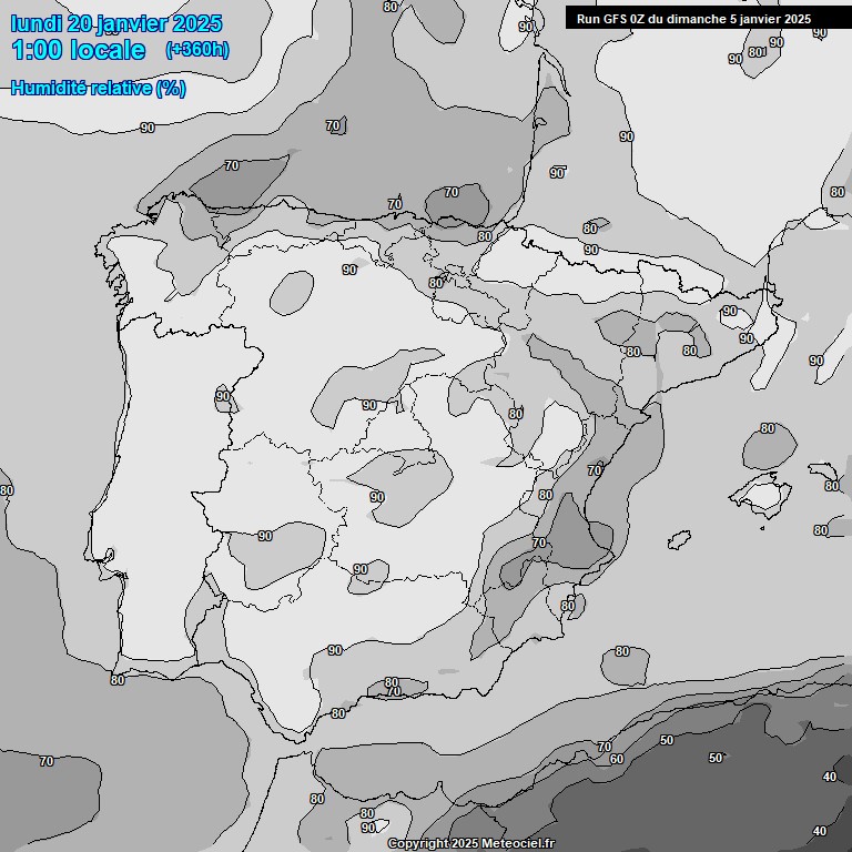 Modele GFS - Carte prvisions 