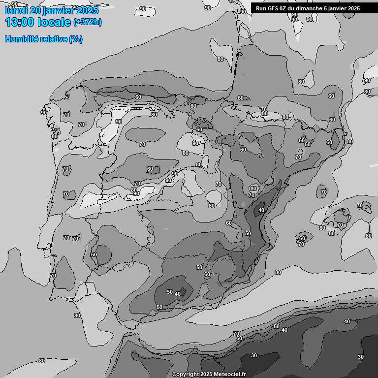 Modele GFS - Carte prvisions 