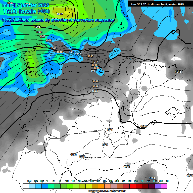 Modele GFS - Carte prvisions 