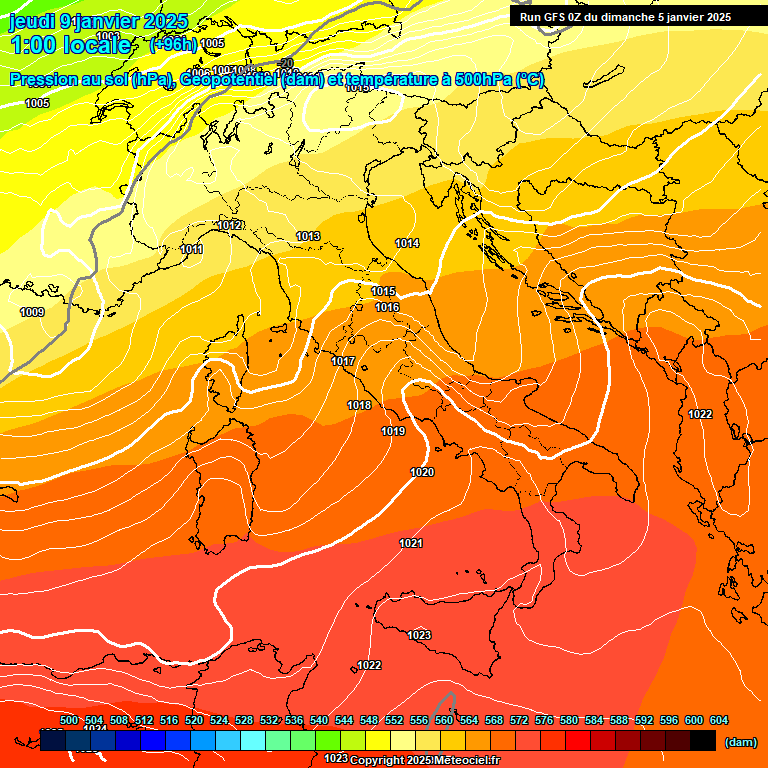 Modele GFS - Carte prvisions 