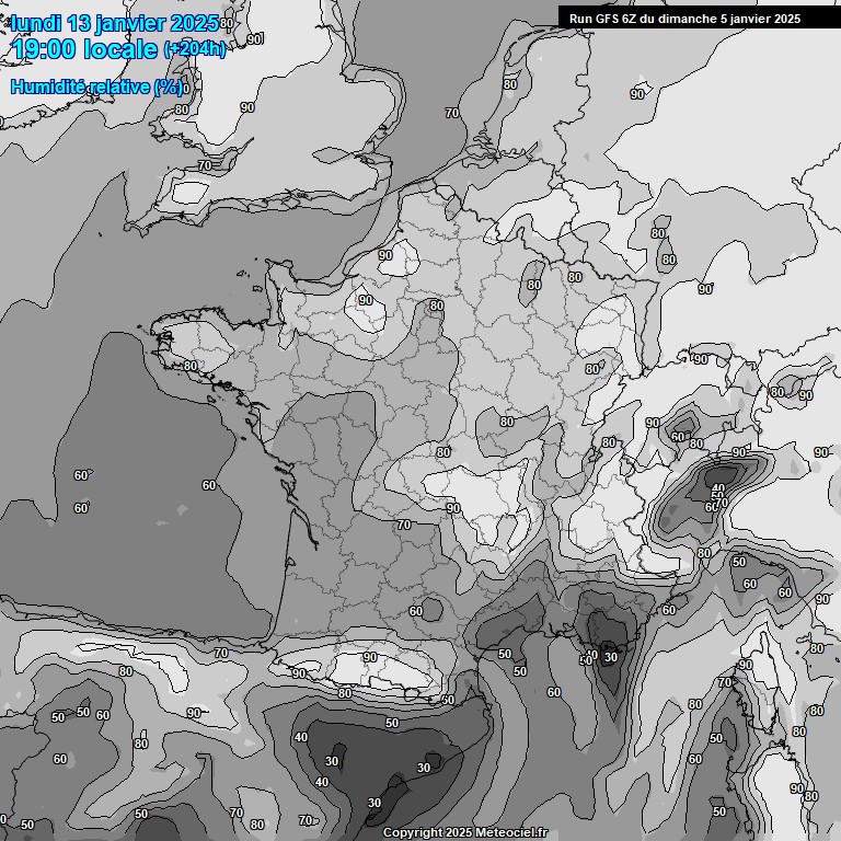 Modele GFS - Carte prvisions 