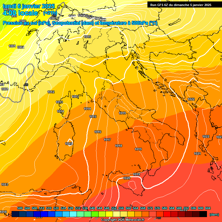 Modele GFS - Carte prvisions 