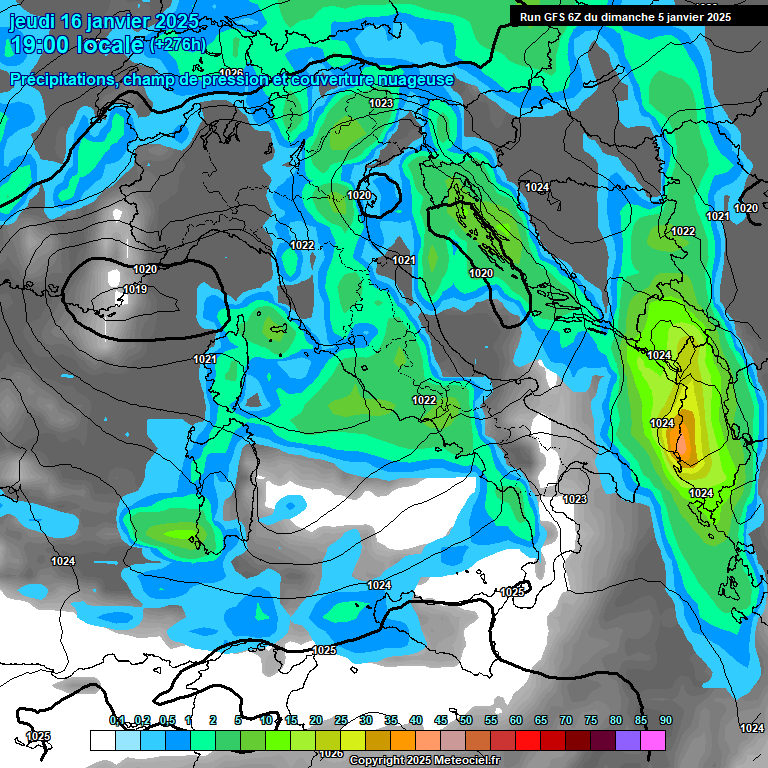 Modele GFS - Carte prvisions 