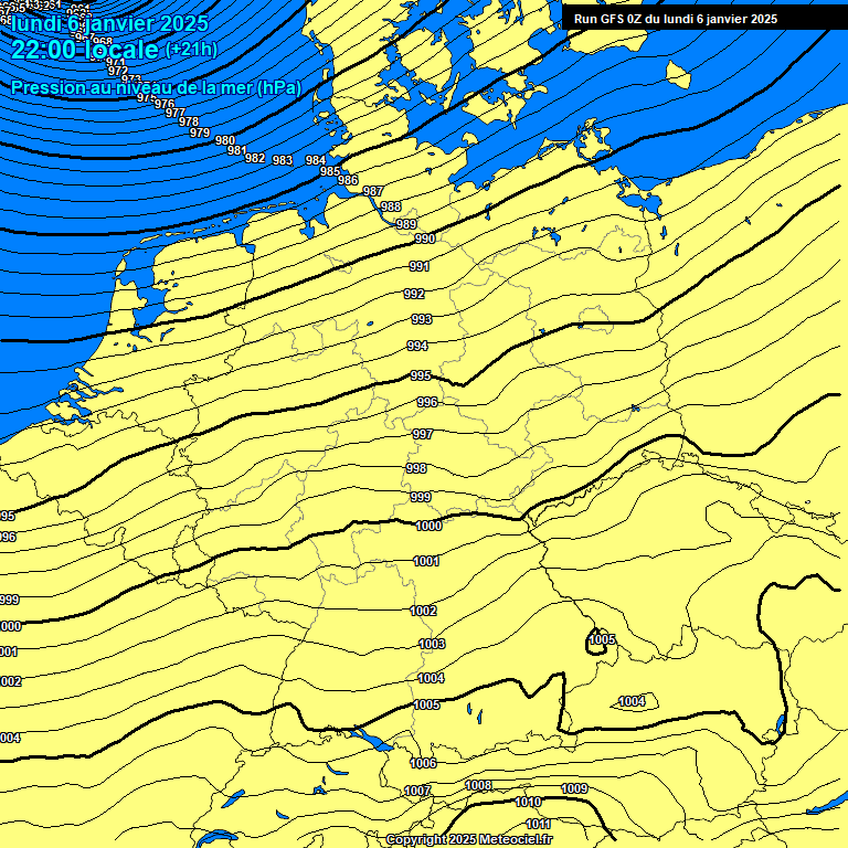 Modele GFS - Carte prvisions 