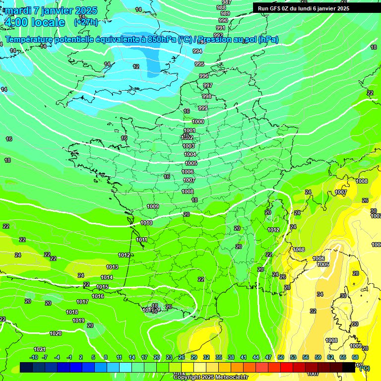 Modele GFS - Carte prvisions 