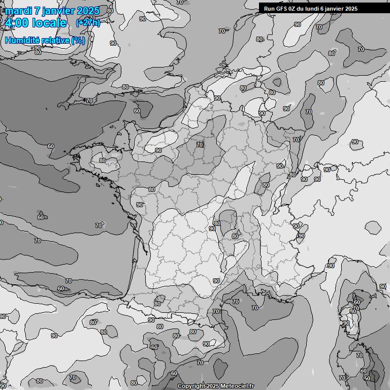 Modele GFS - Carte prvisions 