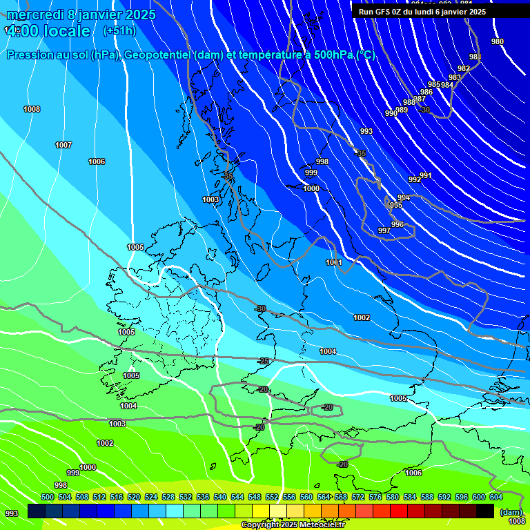 Modele GFS - Carte prvisions 