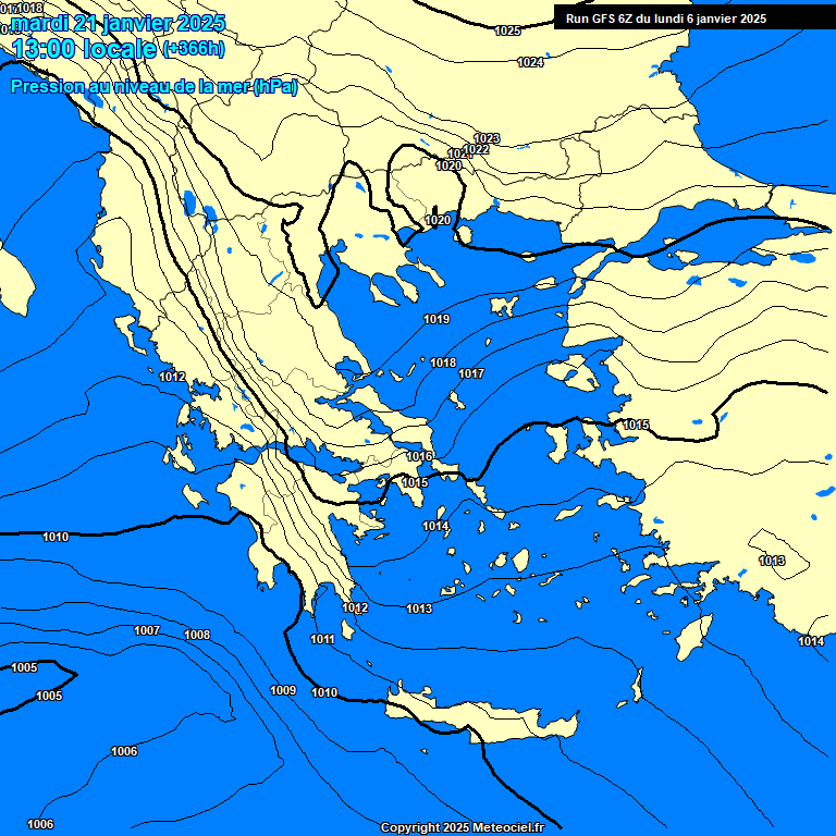 Modele GFS - Carte prvisions 