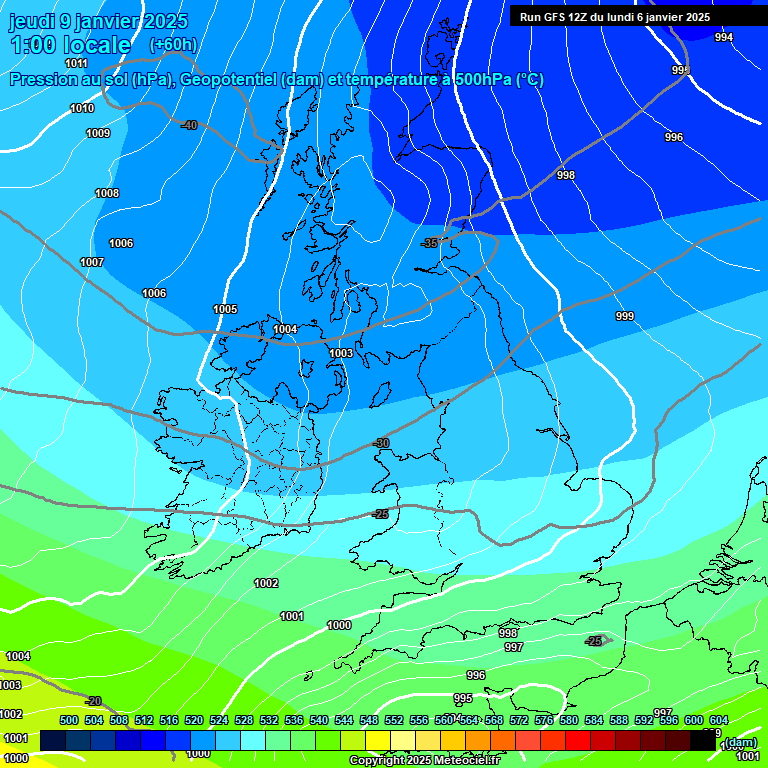 Modele GFS - Carte prvisions 