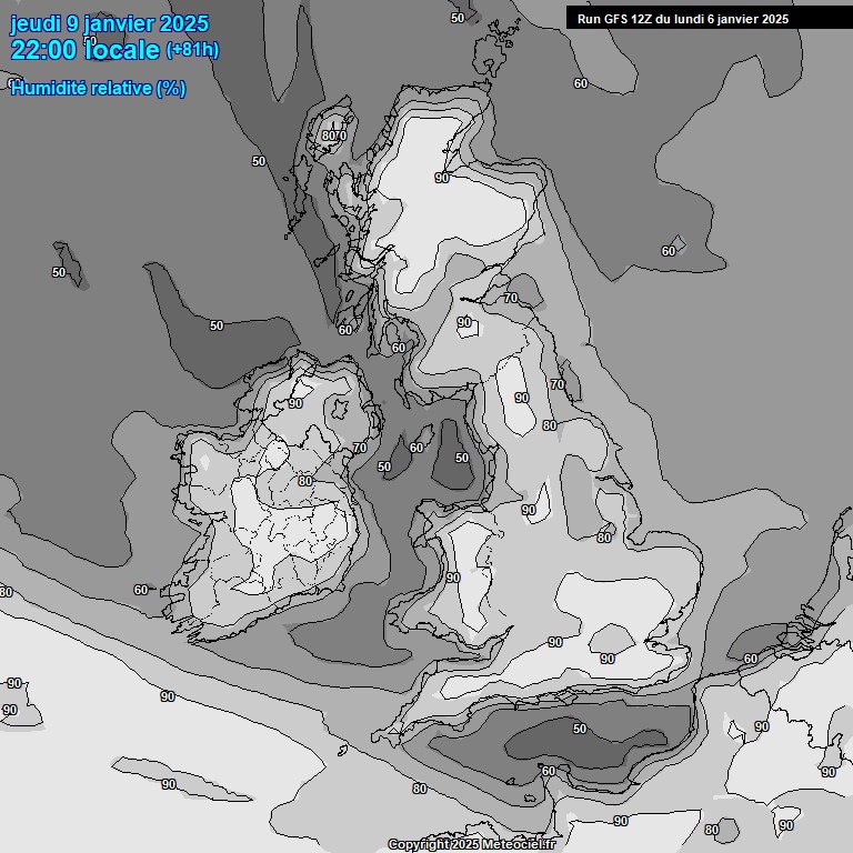 Modele GFS - Carte prvisions 