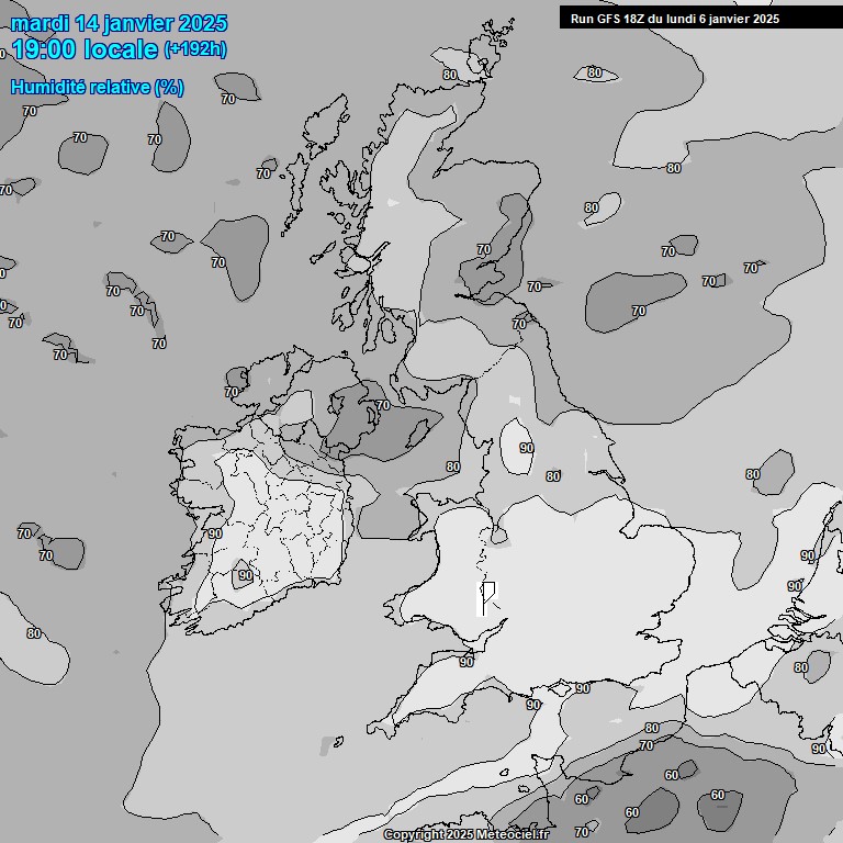 Modele GFS - Carte prvisions 