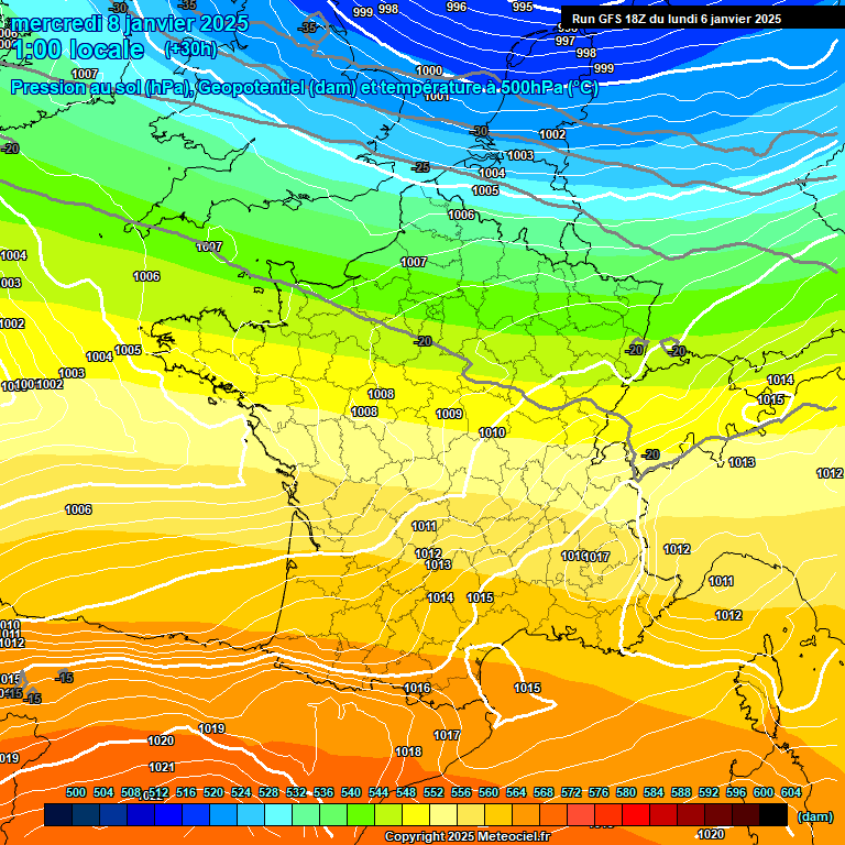 Modele GFS - Carte prvisions 