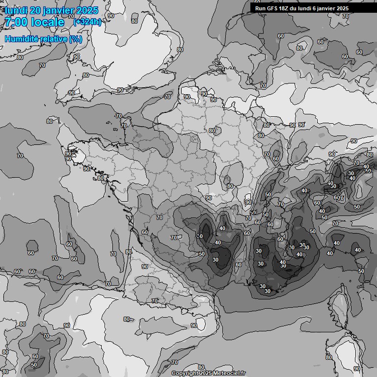 Modele GFS - Carte prvisions 