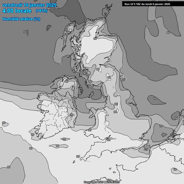 Modele GFS - Carte prvisions 