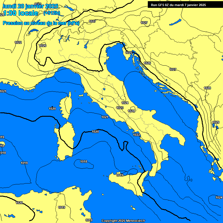 Modele GFS - Carte prvisions 