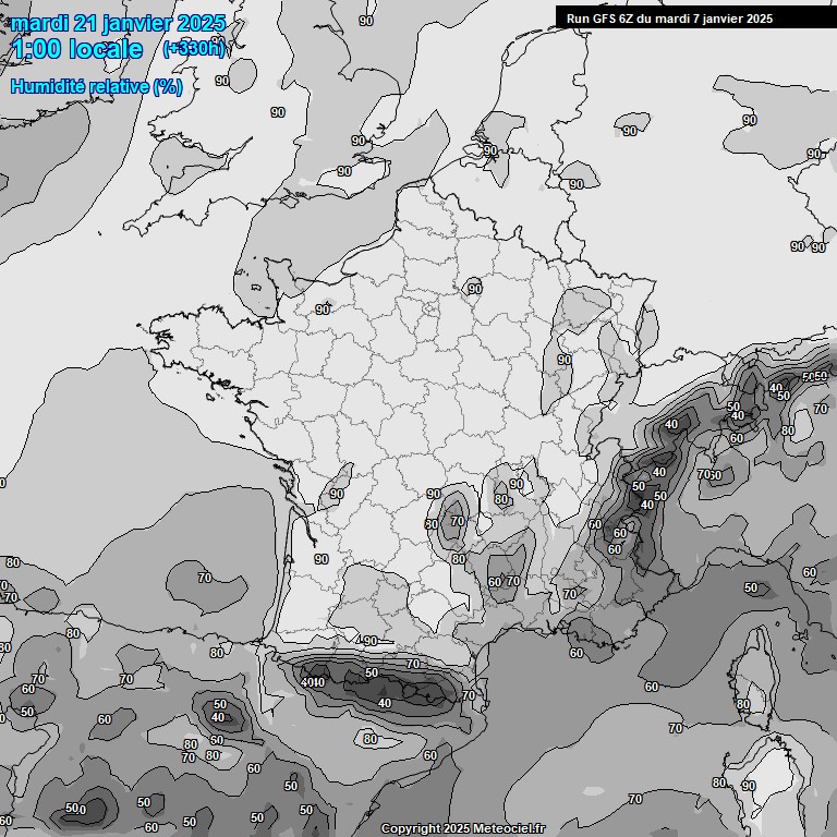 Modele GFS - Carte prvisions 