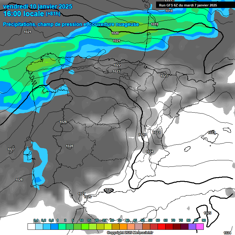 Modele GFS - Carte prvisions 