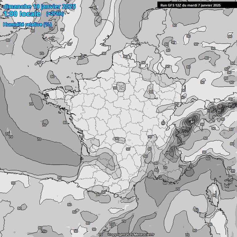 Modele GFS - Carte prvisions 