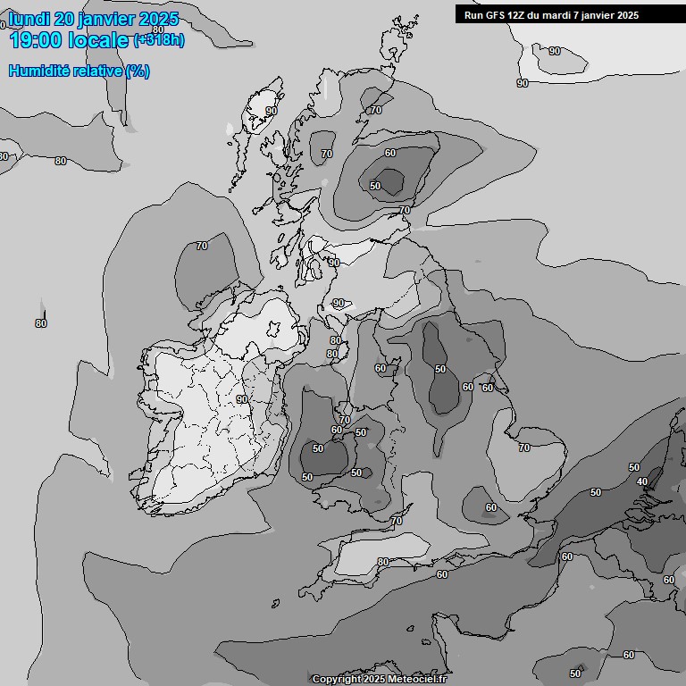 Modele GFS - Carte prvisions 