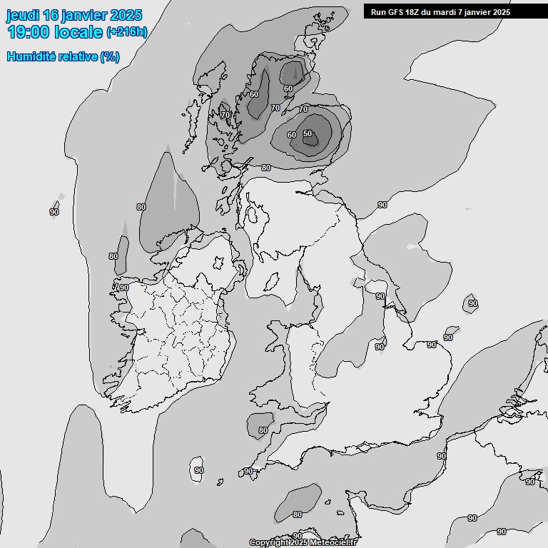 Modele GFS - Carte prvisions 