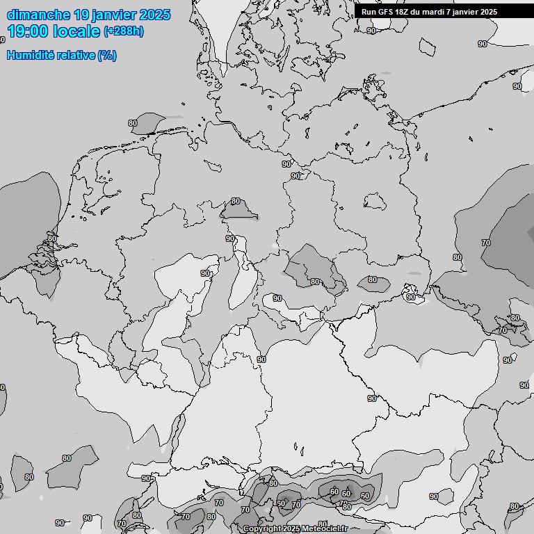 Modele GFS - Carte prvisions 