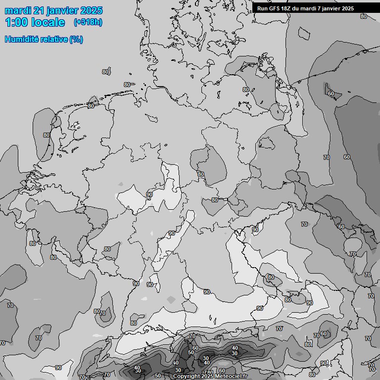 Modele GFS - Carte prvisions 